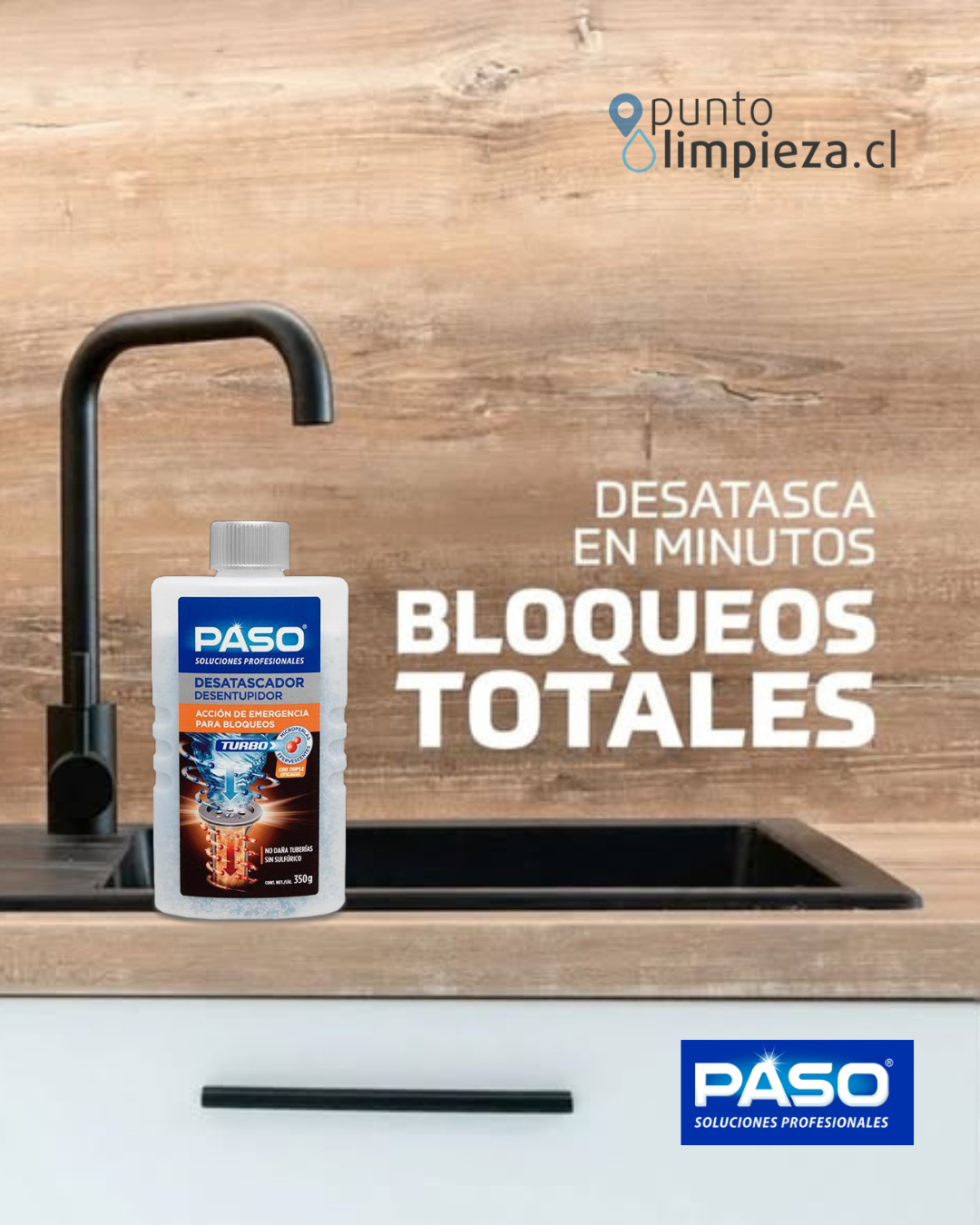 Paso Desatascador Emergencia para Cañerias 350 gr