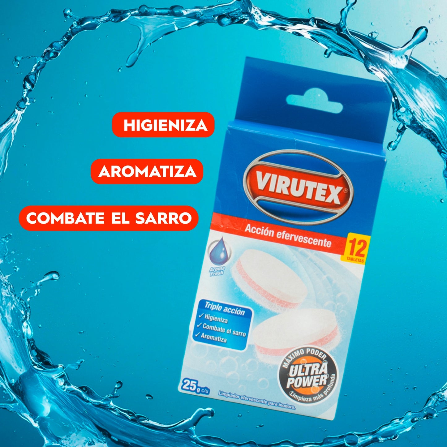 Virutex Tabletas WC Quitasarro Efervescentes 12 unid