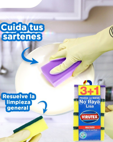 Virutex Esponja Acanalada 3 + 1 No Raya 4 unid
