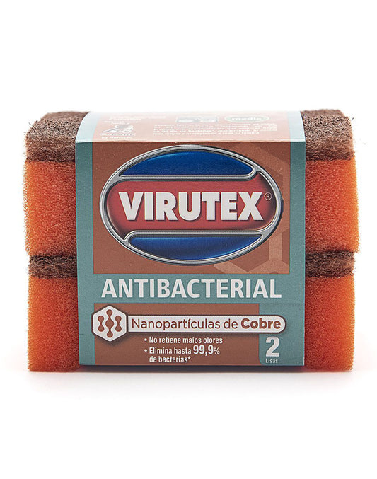 Virutex Esponja Lisa Cobre Antibacterial 2 unid