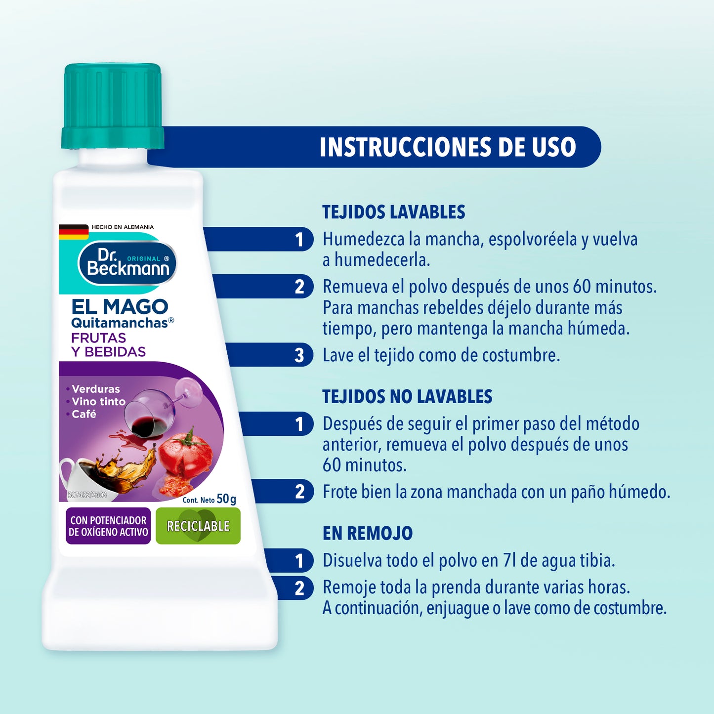 Dr. Beckmann El Mago Quitamanchas Frutas y Bebidas 50 gr