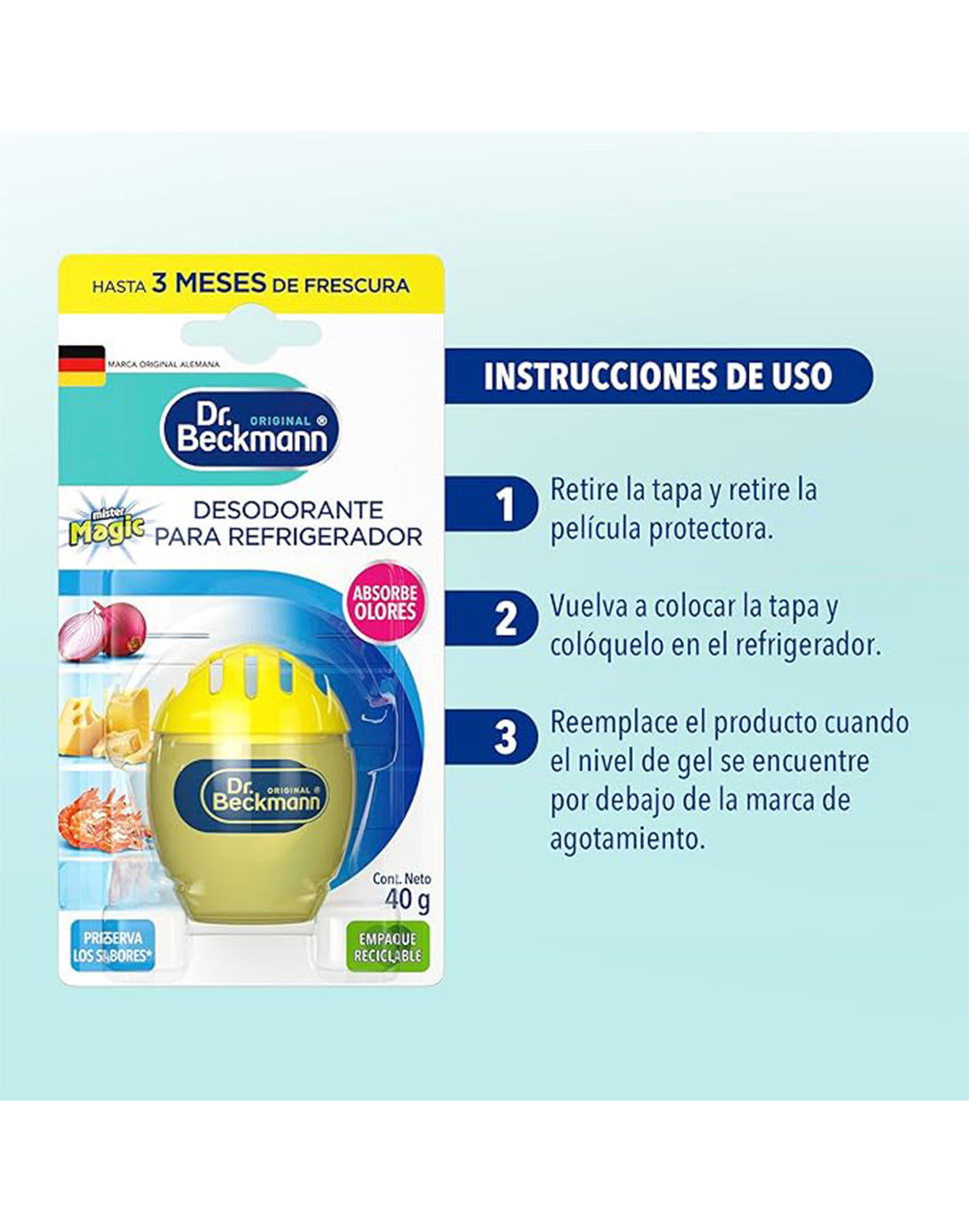 Dr. Beckmann Desodorante para Refrigerador 3 x 1 unid