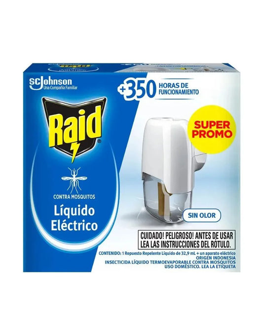 Raid Aparato Insecticida Liquido Electrico 45 noches Mosquitos y Zancudos 32,9 cc