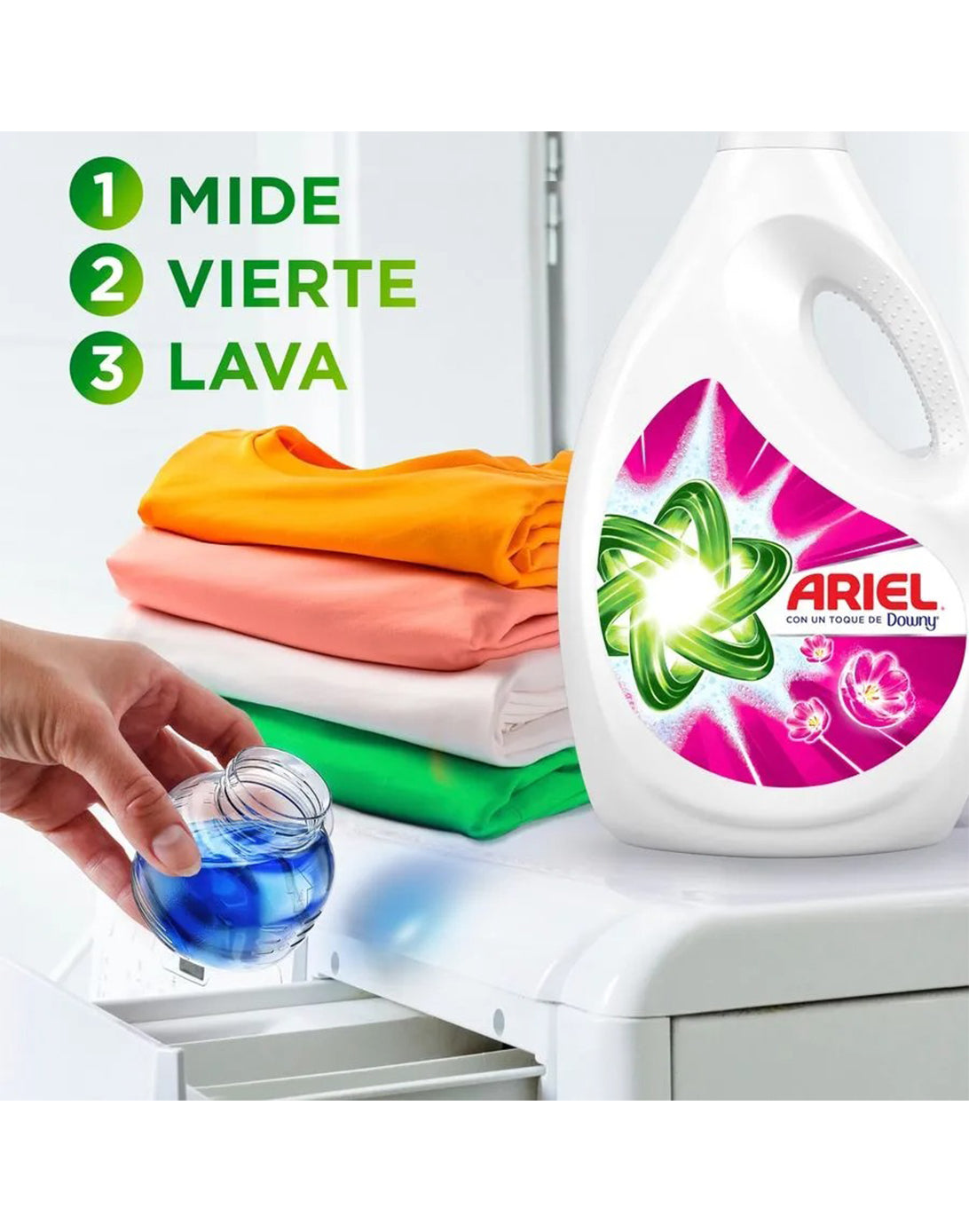 Ariel Power Liquid Detergente liquido concentrado + Toque Downy 3 x 1,8 L