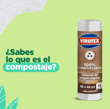 Virutex Bolsa de Basura Papelero 45 x 48 cm 100% Compostable 15 unid
