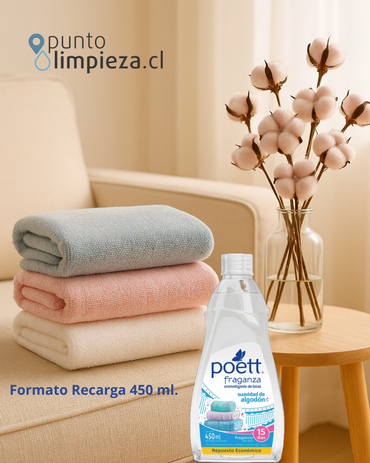 Poett Aromatizante de Telas Recarga Fraganza Suavidad de Algodón 450 cc