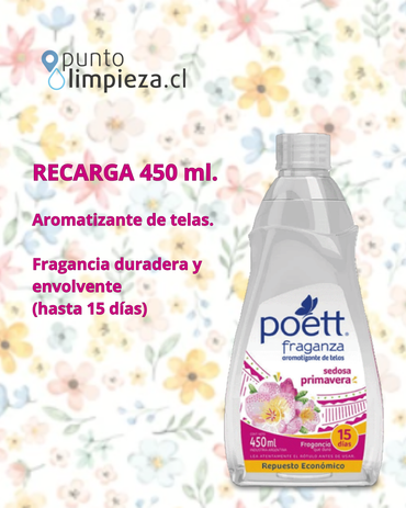 Poett Aromatizante de Telas Recarga Fraganza Sedosa Primavera 450 cc