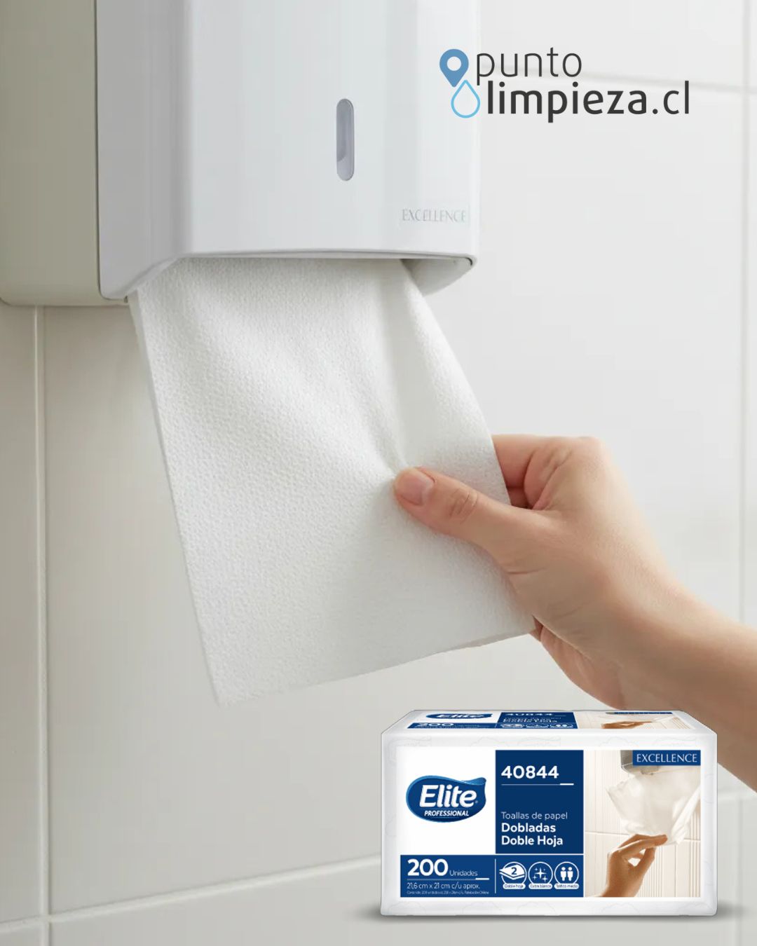 Elite Toalla De Papel Interfoliada Doble Hoja 21,6 x 21 cm 1 caja de 18 x 200 unid - 40844