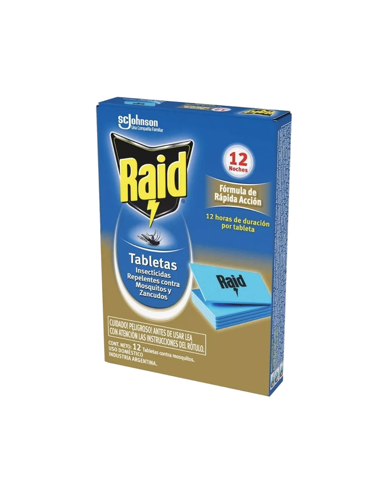 Raid Recarga Insecticida Electrico Tabletas Mosquitos y Zancudos 12 unid