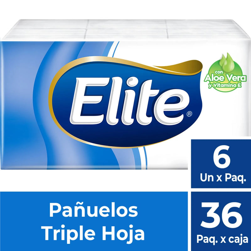 Elite Pañuelo Aloe Vera Triple Hoja 6 paquetes de 10 unid c/u