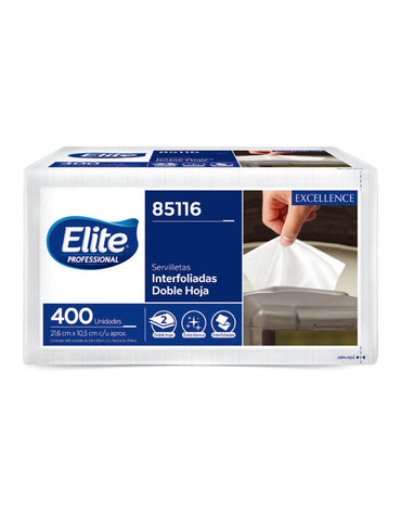 Elite Servilleta Interfoliada Doble Hoja 18 x 400 unid - 85116