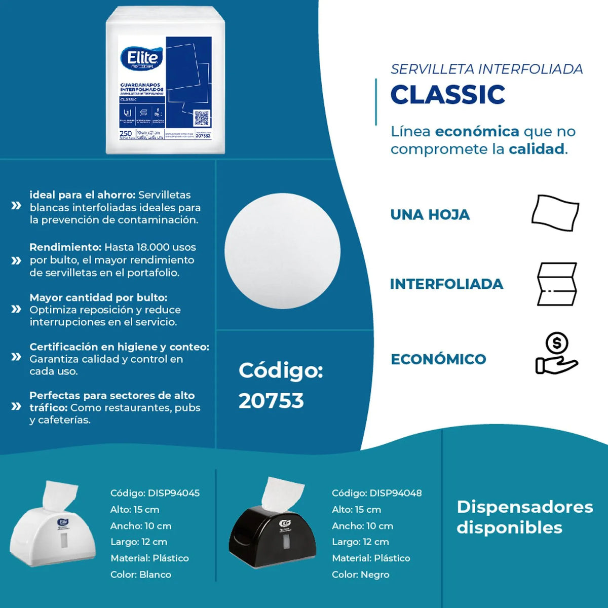 Elite Servilleta Classic Interfoliada Express Una Hoja 250 unid