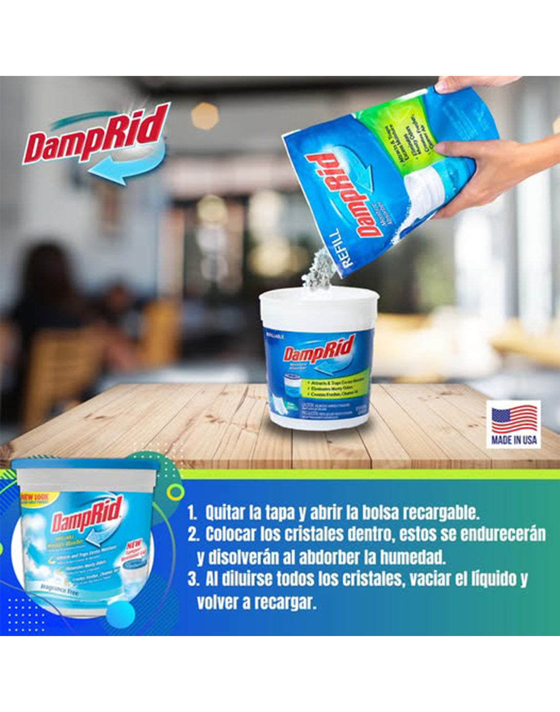 DampRid Absorbente Humedad Rellenable Aroma Lavanda Vainilla 311 gr