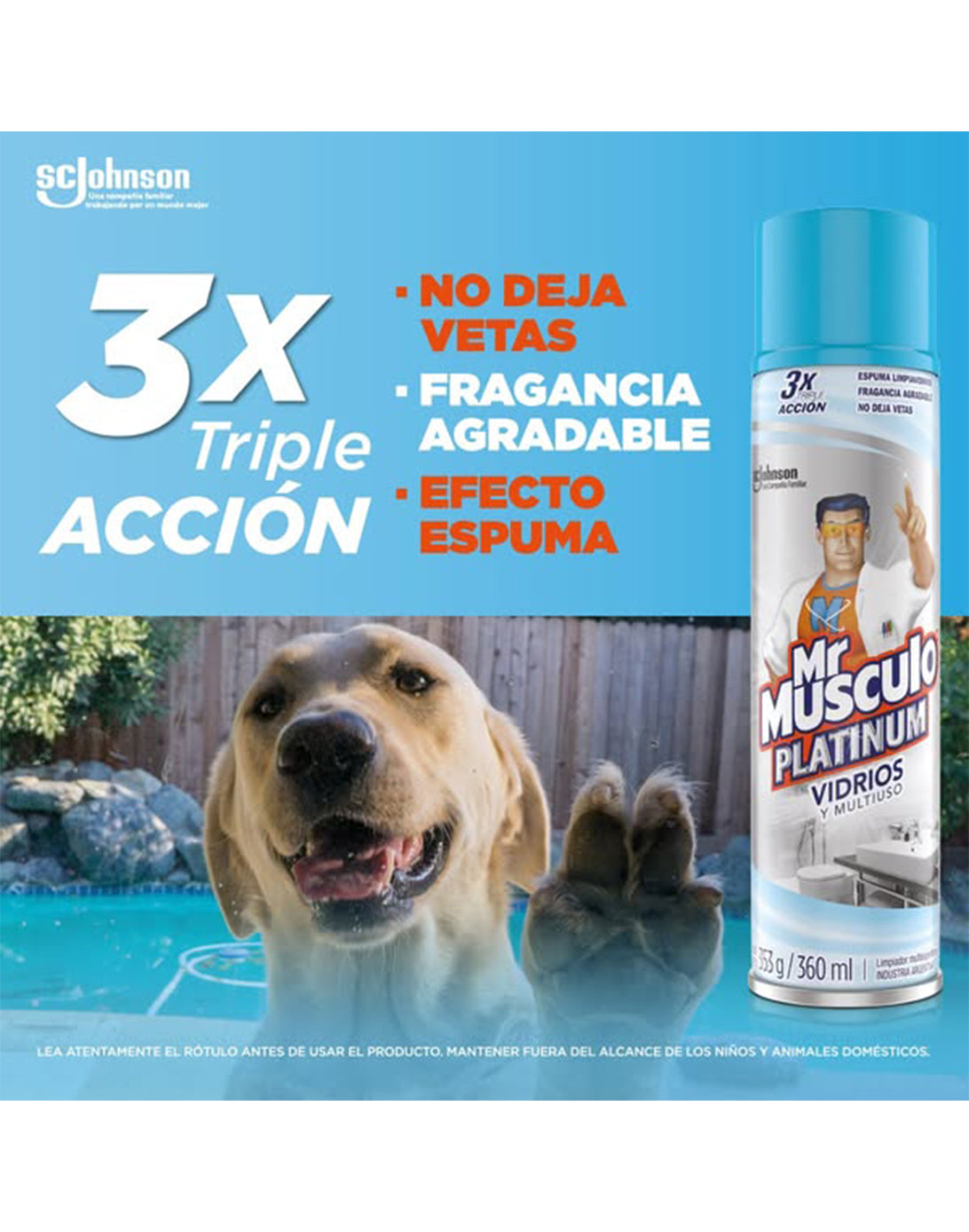 Mr Musculo Limpia vidrios espuma Platinum 360 ml
