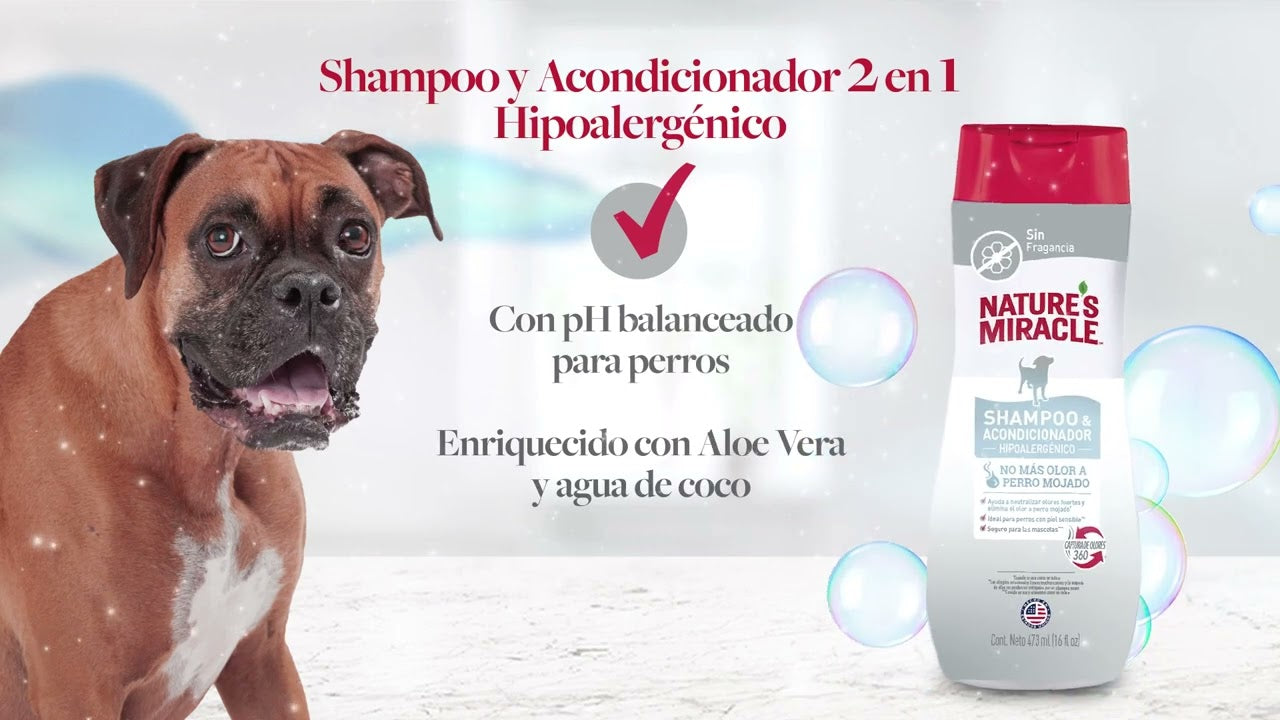 Natures Miracle Shampoo y acondicionador hipoalergénico sin aroma 473 ml