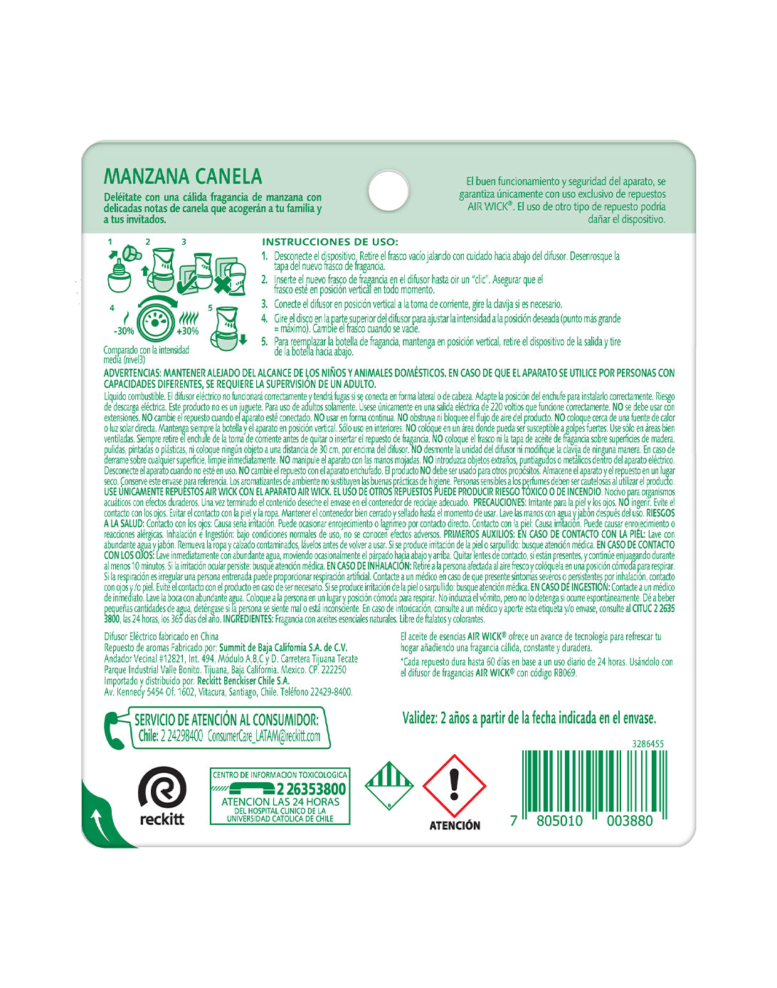 Airwick Desodorante Ambiental Aparato Electrico + 2 rec. Manzana Canela 1kit