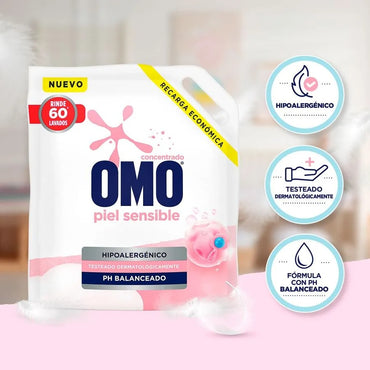 Omo Detergente concentrado piel sensible recarga 3 L