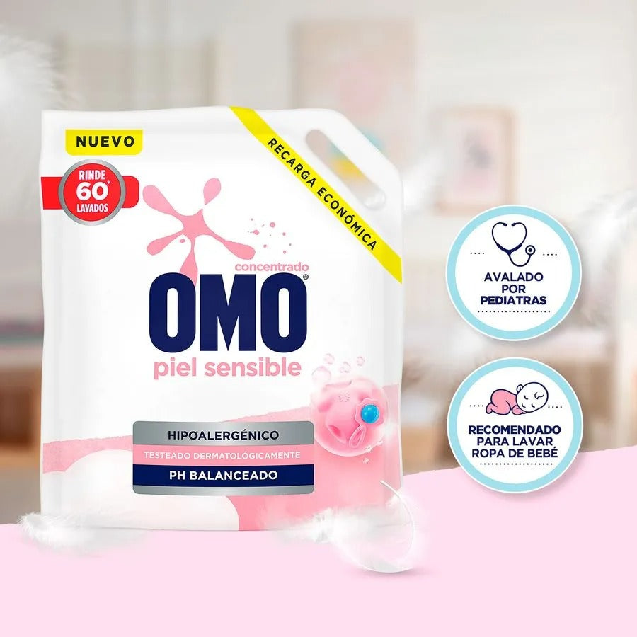 Omo Detergente concentrado piel sensible recarga 3 L