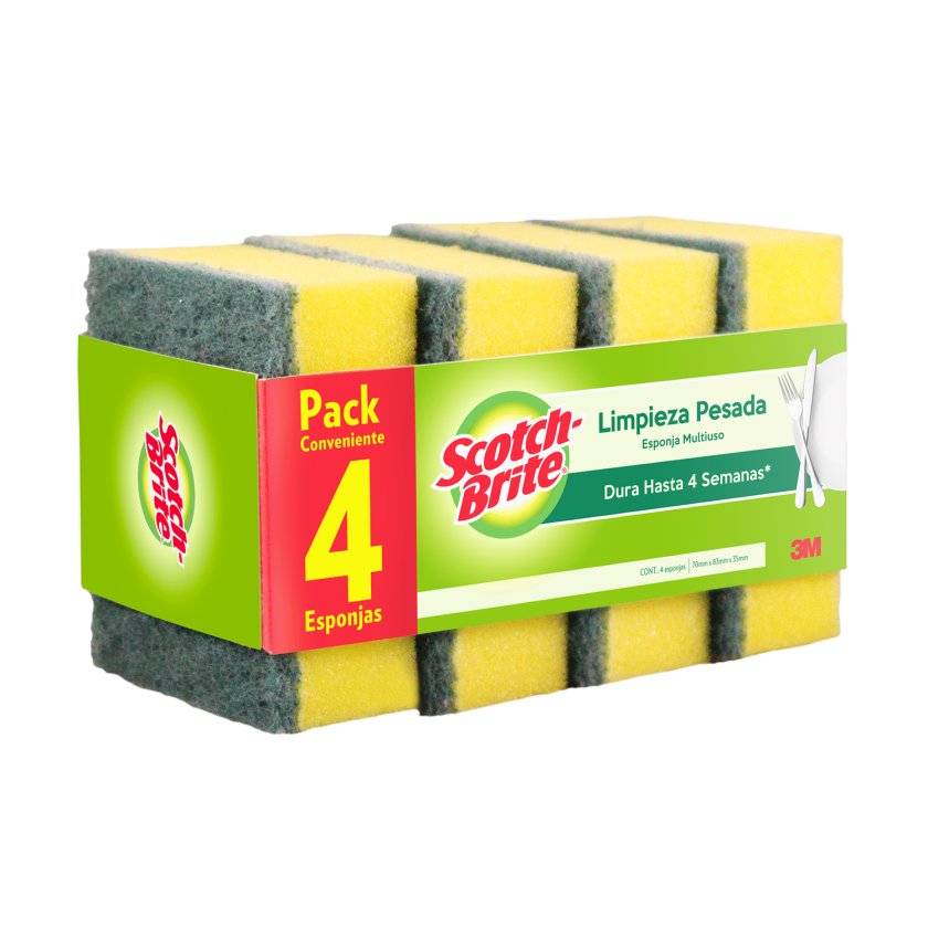 Scotch-Brite Esponja Limpieza Pesada Multiuso 4 unid