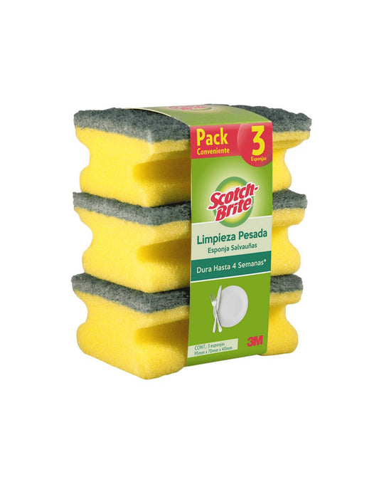 Scotch-Brite Esponja Limpieza Pesada Salvauñas 3 unid