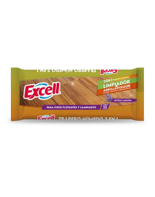 Excell Trapero húmedo 2 en 1 Limpiador y Abrillantador Lavanda 10 unid