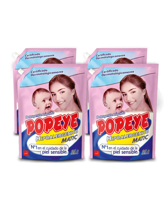 Popeye Detergente liquido hipoalergenico Doypack 4 x 3 L