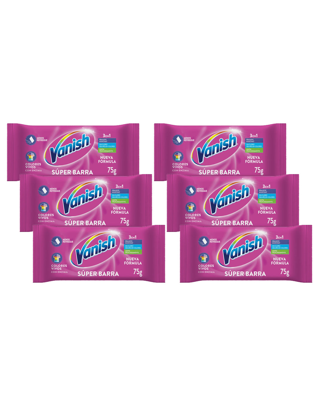 Vanish Jabon barra ropa color 6 x 75 gr