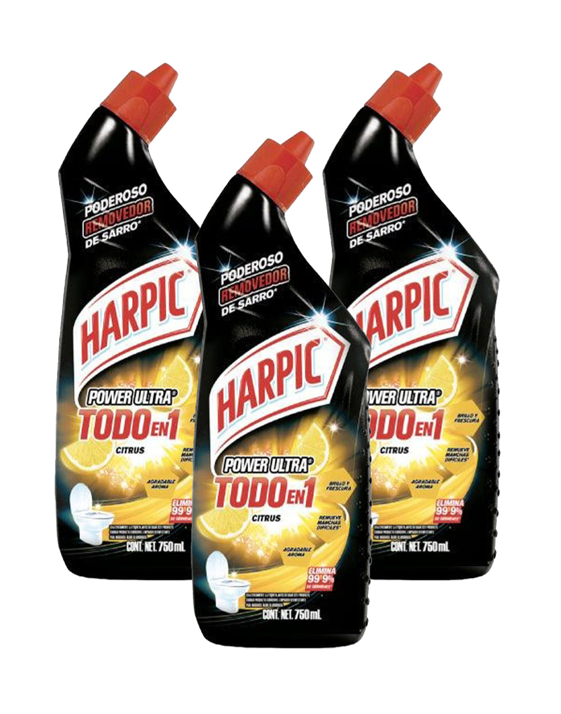 Harpic Limpiador desinfectante Max Power WC Citrus 3 x 750 cc