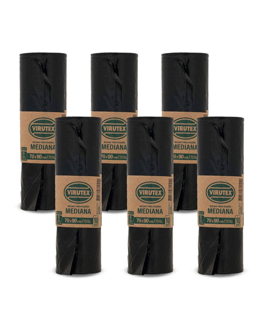 Virutex Bolsa de Basura Mediana 70 x 90 cm 6 x 10 unid