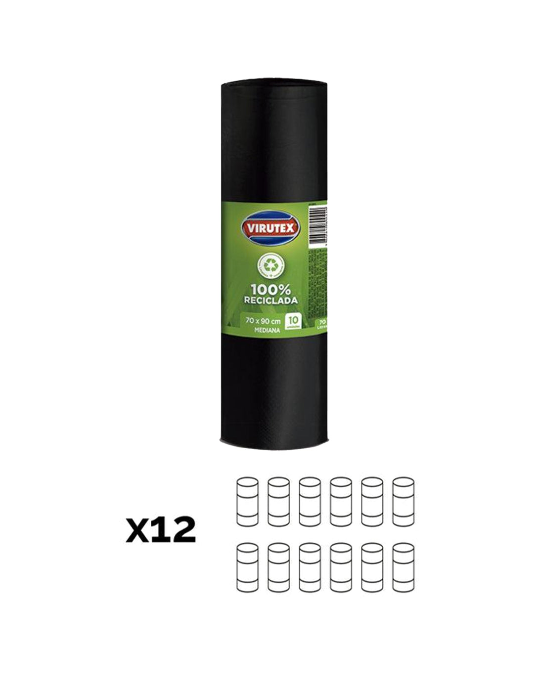Virutex Bolsa de Basura Mediana 70 x 90 cm 12 x 10 unid