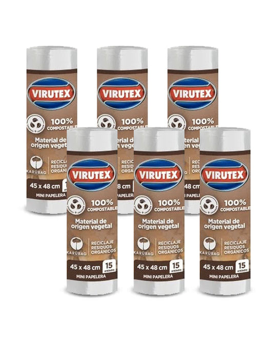Virutex Bolsa de Basura Papelero 45 x 48 cm 100% Compostable 6 x 15 unid - Puntolimpieza