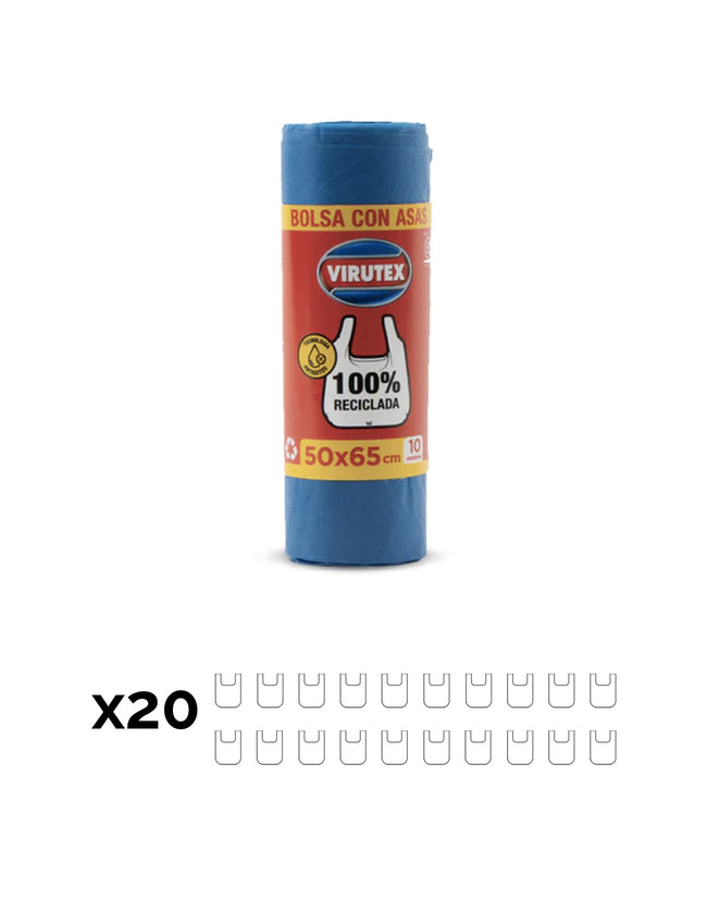 Virutex Bolsa de Basura con Asas 50 x 65 cm 20 x 10 unid - Puntolimpieza