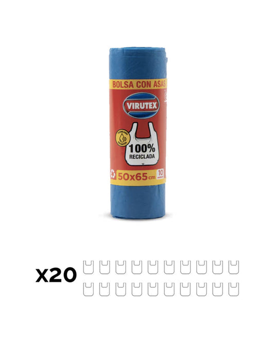 Virutex Bolsa de Basura con Asas 50 x 65 cm 20 x 10 unid - Puntolimpieza