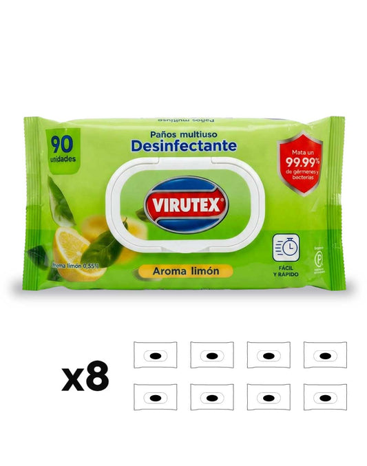Virutex Toallas Desinfectante Multiuso 8 x 90 unid