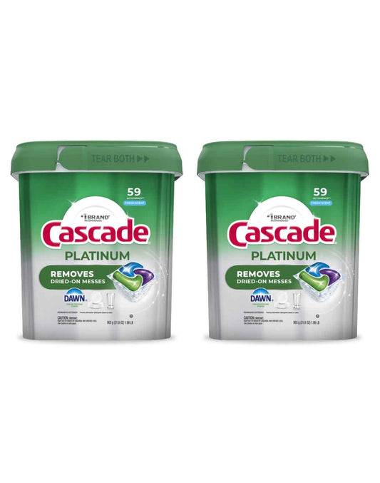 Cascade Detergente Lavavajilla Platinum Pods 2 x 59 unid