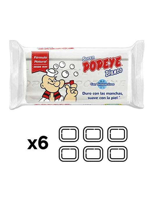Popeye Jabon Ropa Blanca y Color 6 x 170 gr
