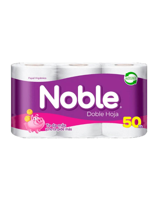 Noble Papel Higiénico Doble Hoja 50 metros 4 x 4 rollos