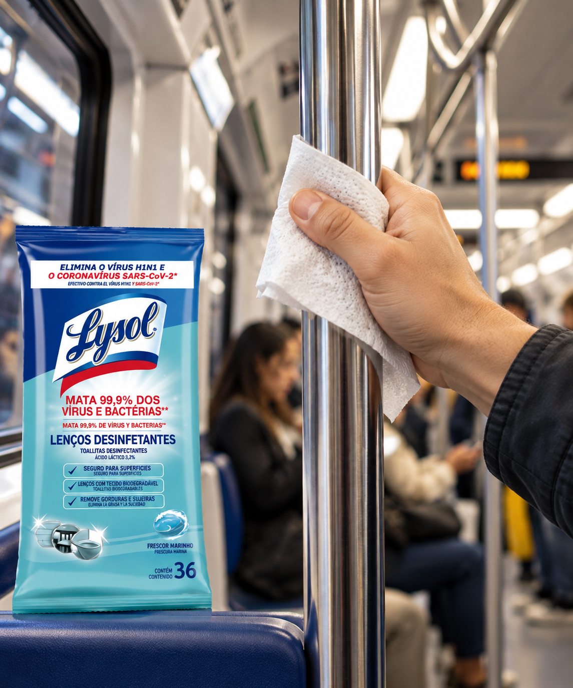 Lysol Toallas Desinfectantes Frescura Marina 36 unid