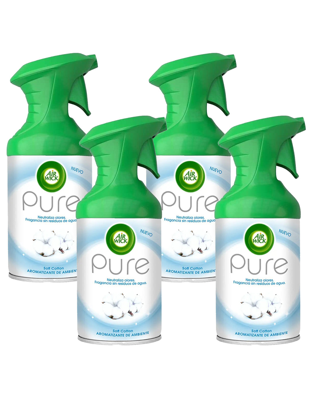 AirWick Aromatizante Aerosol Soft Cotton 4 x 250 cc - Puntolimpieza