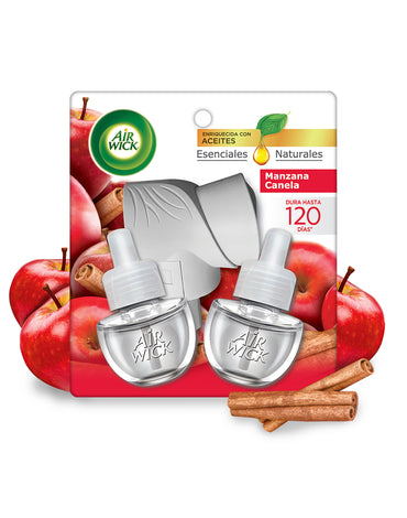 Airwick Desodorante Ambiental Aparato Electrico + 2 rec. Manzana Canela 1kit - Puntolimpieza