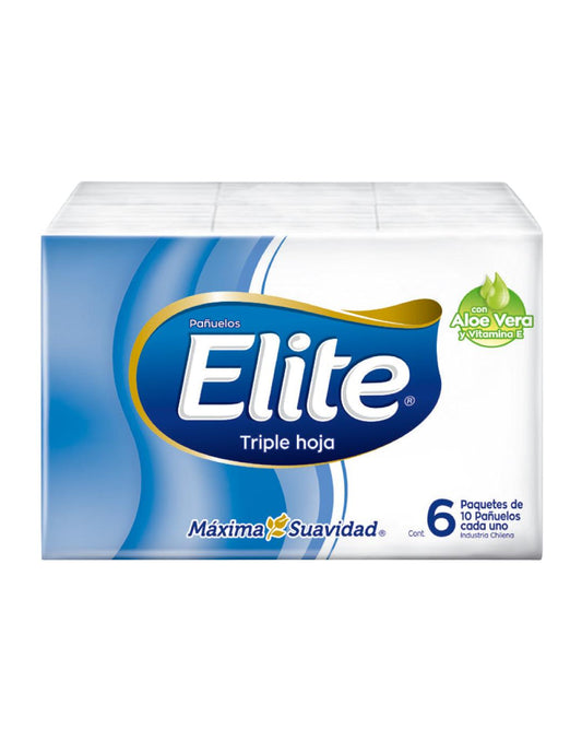 Elite Pañuelo Aloe Vera Triple Hoja 6 paquetes de 10 unid c/u - Puntolimpieza