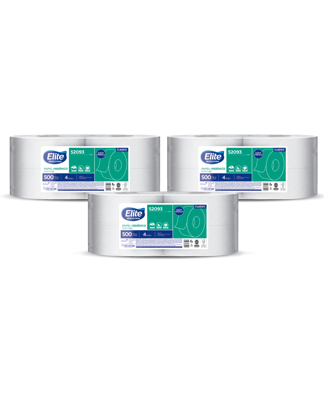 Elite Papel Higiénico Classic Una Hoja 500m 3 x 4 rollos - Puntolimpieza