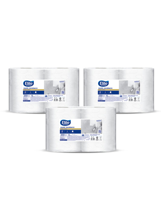 Elite Papel Higiénico Jumbo Doble Hoja 250m 3 x 6 rollos - Puntolimpieza
