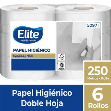 Elite Papel Higiénico Jumbo Doble Hoja 250m 6 rollos - Puntolimpieza