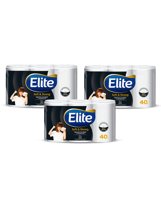 Elite Papel Higienico Triple Hoja Soft & Strong 40 metros 2 MANGAS - Puntolimpieza