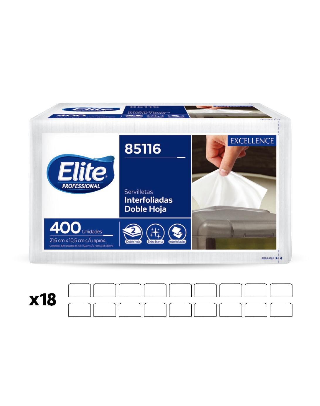 Elite Servilleta Interfoliada Doble Hoja 18 x 400 unid - Puntolimpieza