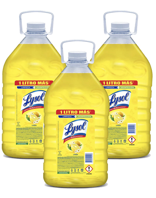 Lysol Limpia pisos Limon 3 x 5 L - Puntolimpieza