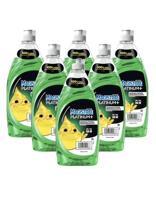 Magistral Lavaloza Platinum Verde Limón 6 x 500 cc - Puntolimpieza