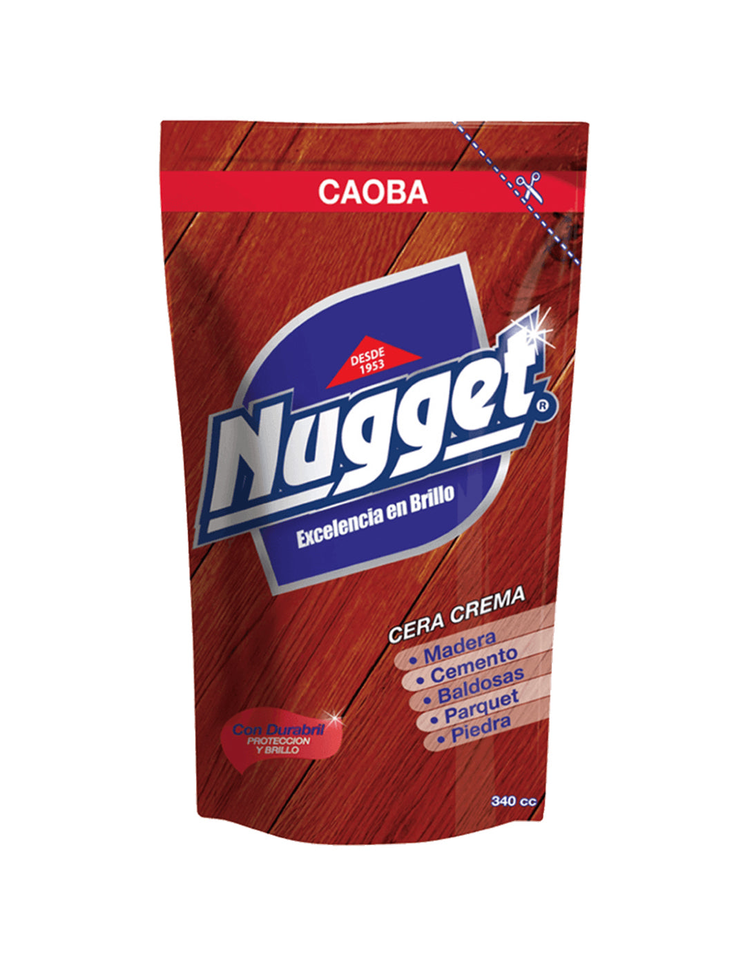 Nugget Cera Crema Caoba Doypack 340 ml - Puntolimpieza