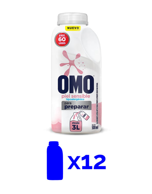 Omo Detergente Liquido Piel Sensible Para Diluir 12 x 500 cc - Puntolimpieza